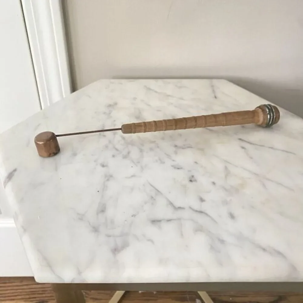 Vintage Primitive Candle Snuffer Copper Head Wood Handle Handmade